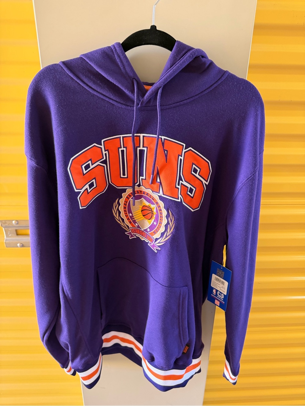 Purple Crewneck Hoodie with Suns Graphic
